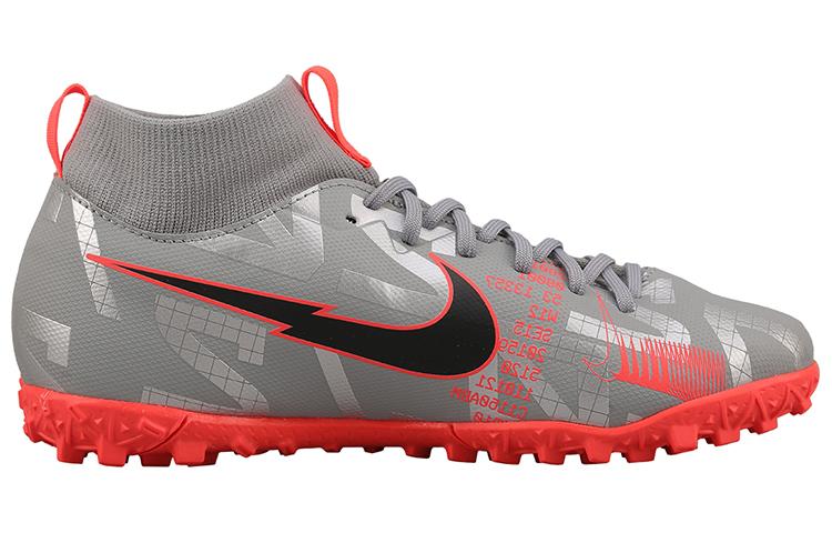 Nike Mercurial Superfly 7 Устойчивые к истиранию Устойчивые к истиранию Обувь для футбола для детей Средняя высота Серебристо-серый Розовый Детские AT8143-906