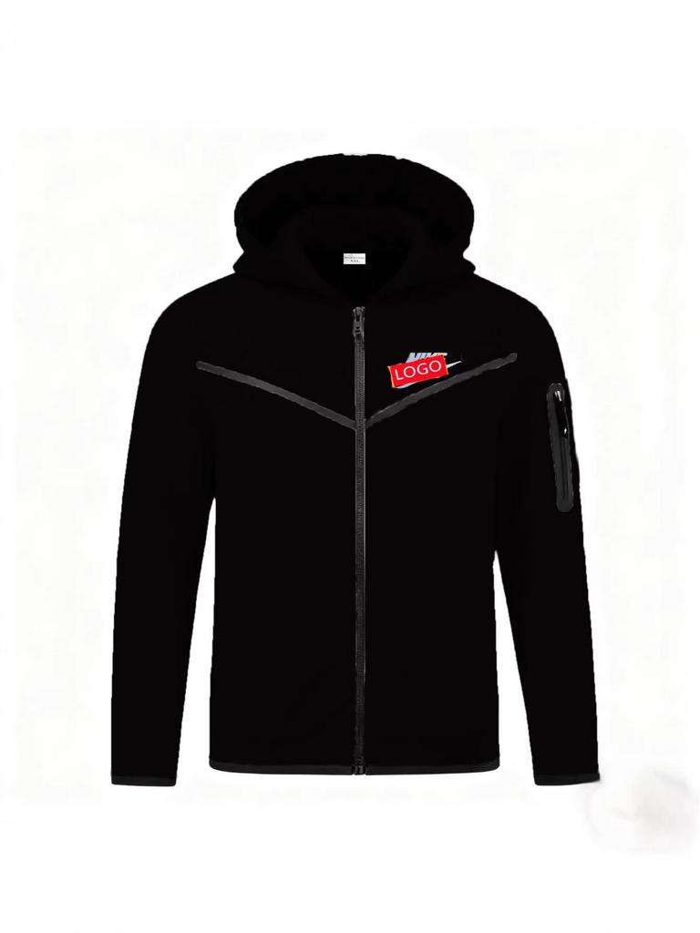 Мужская толстовка для легкой атлетики Весна-Осень с полосой на груди и молнией