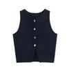 Kaslead New Arrival Women's Clothing Fashion Style Stylish Simple and Versatile Two Colors Plain Stitch Short Sleeveless Vest Top