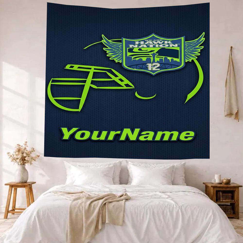 Seattle Seahawks Custom Your Name Wall Decor Tapestry Art For Pet Memorial Birthdaywedding Party Backdrop Family Gift