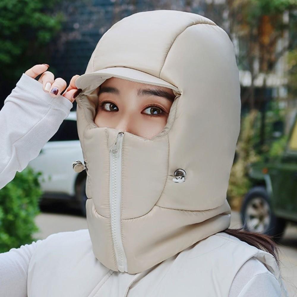 Solid Color Ear Protect Cap Thickened Pullover Cap Winter Cycling Warm Hat Outdoor