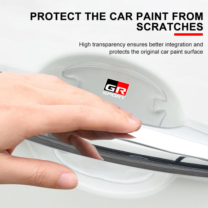 4Pcs Car Body Protection Strip Auto Door Handle Bowl Anti-Scratch Sticker For Toyota Corolla RAV4 Yaris Hilux GR Gazoo Racing ER7