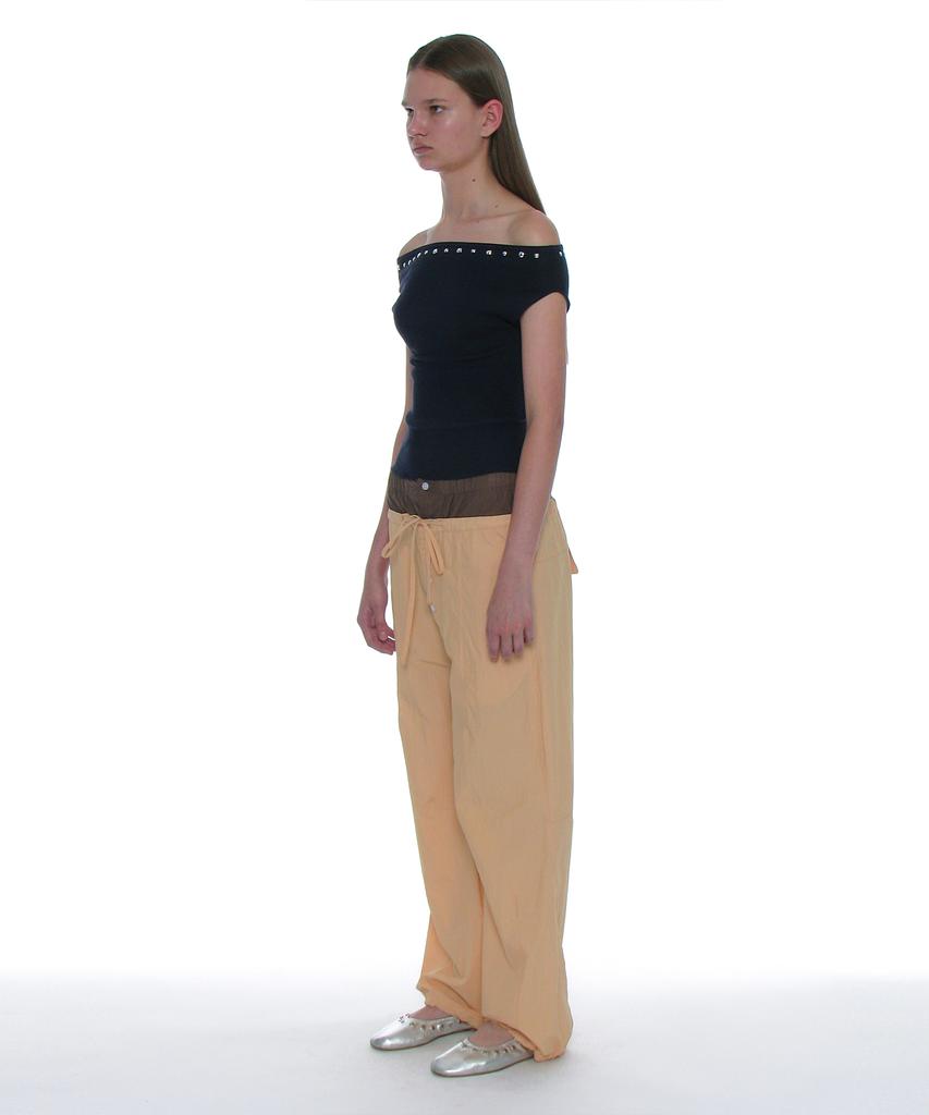 PARTIMENTO WOMEN Double Waist Parachute Pants_Orange