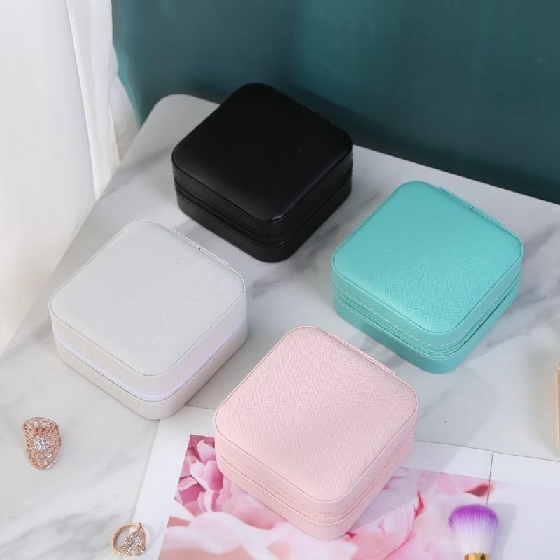 Simple Portable Ornament Box Travel Storage Bag Necklace Ear Studs Box Mini Retro Small Box 10x10x5cm