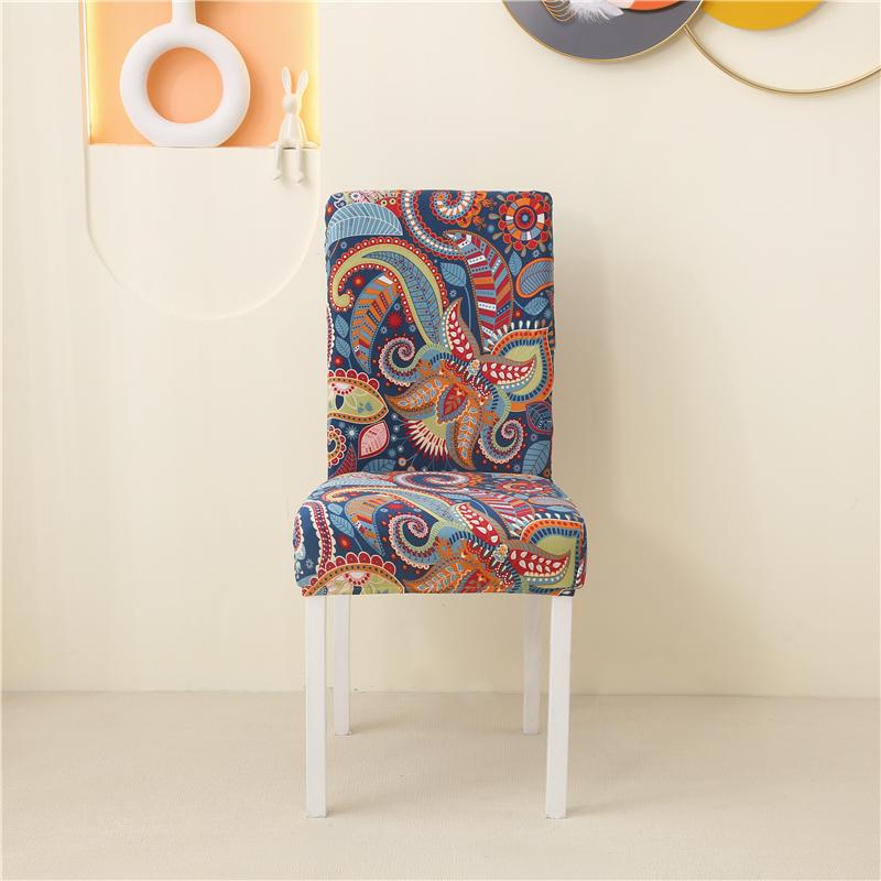 1-6Pcs Printed Elastic Dining Chair Covers Stretch Slipcovers For Wedding Hotel Banquet Home Decor Universal Fit