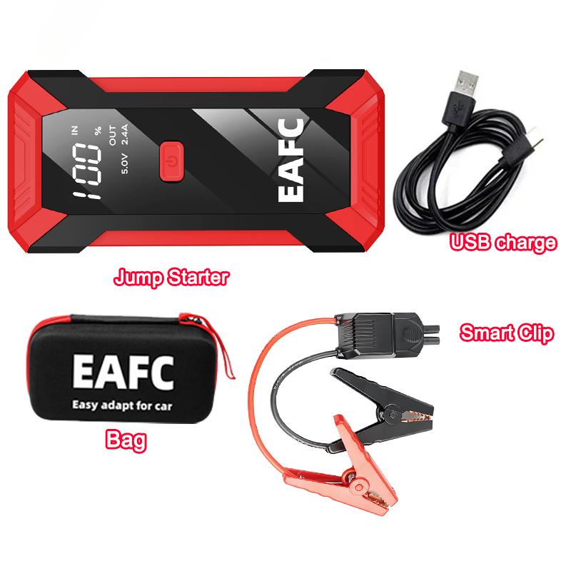 Автомобильный пуско-зарядное устройство Power Bank EAFC 2000A/600A Портативное пусковое устройство Освещение 12В Усилитель для бензиновых и дизельных автомобилей С умным зажимом