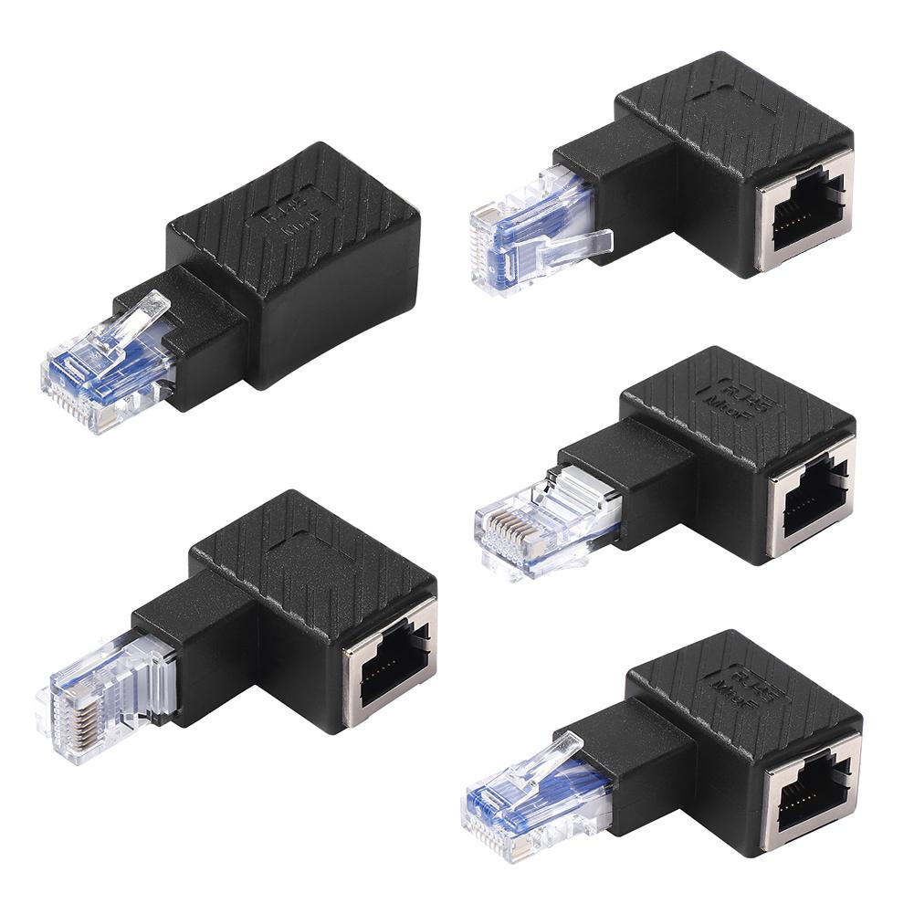 RJ45 Male To Female Converter 90 Degree Extension Adapter LAN Ethernet Connector