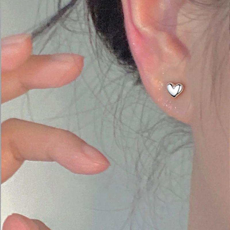 1 Pair Love Heart Stud Earrings For Women Girls Cute Elegant Birthday Gifts Jewelry Simple Exquisite Fine Earrings