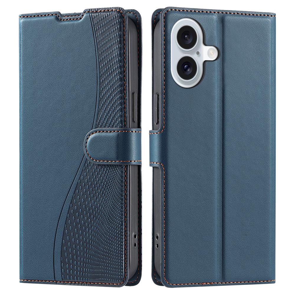 For iPhone 16 Plus Case Dots Imprinted PU Leather Flip Phone Cover with Card Slot,Strap