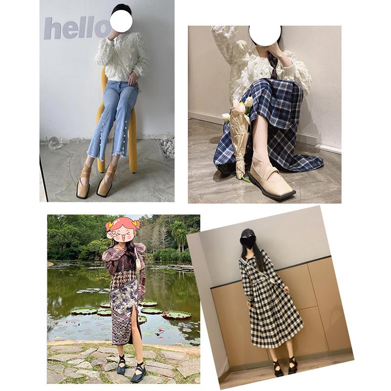 Маленькие кожаные туфли Мэри Джейн с квадратным носком, женские весенне-летние туфли в стиле ретро во французском британском стиле, нишевые туфли на низком каблуке