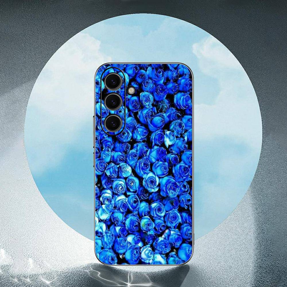 Blue Rose Art For Samsung Galaxy S23 S24 S25 Ultra S22 Plus S21 Black Soft Case Waterproof Soft Case