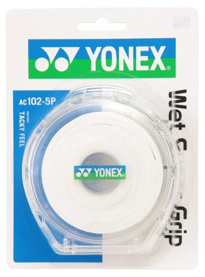 YONEX Влажная Супер Грип Теннисная и Бадминтонная Обмотка с Кейсом AC1025P Белая (Пакет 5)
