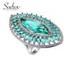 SODROV Women's Oversized Marquise Green Zircon Ring