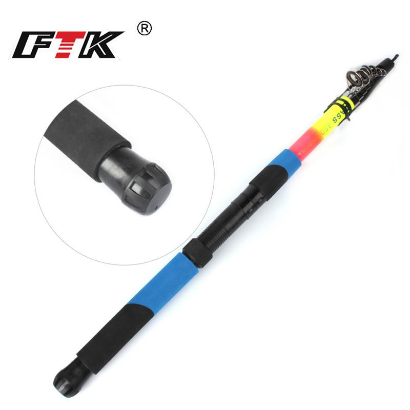 FTK Telescopic Rock Fishing Rod Spin Fly Carp Feeder Carbon Fiber Fishing 2.1m 2.4m 2.7m 3.6m 3m 4.5m Reel Holder