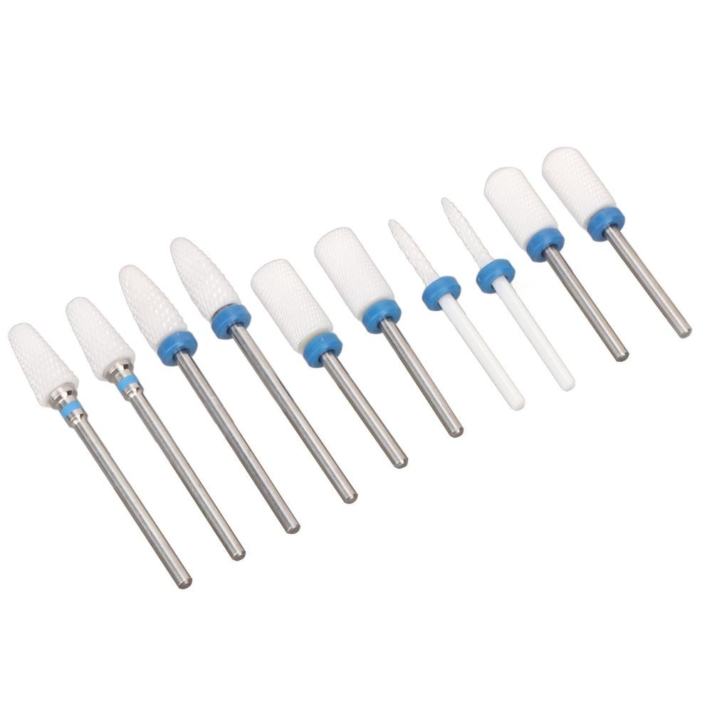 10pcs Ceramic Ceramic Nail Drill Bit Set Nail Surface Polishing And Shaping
