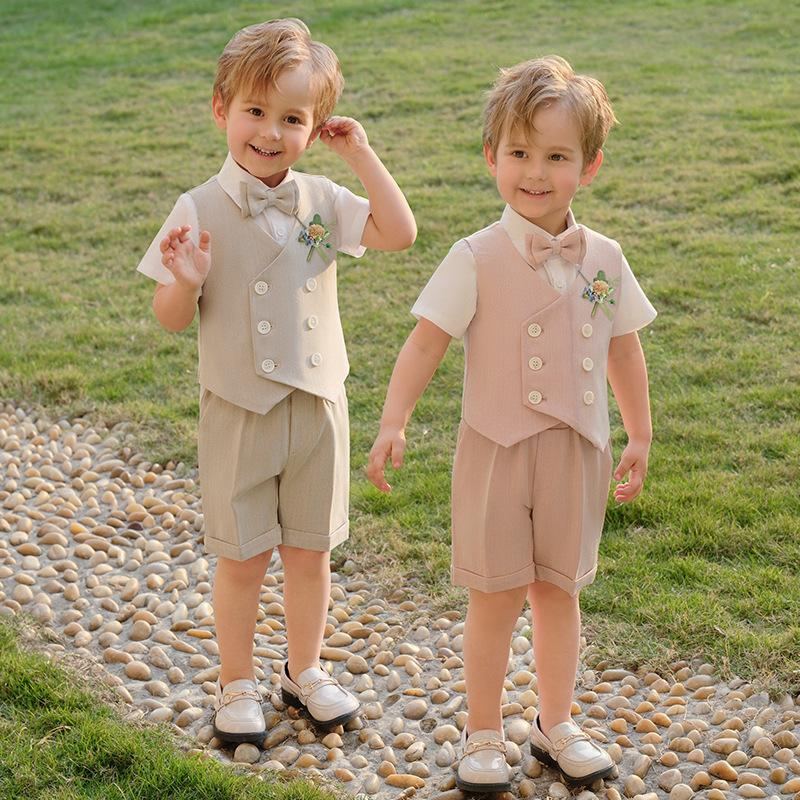 Детский костюм корейский жилет шорты для мальчика одежда для выступлений на шестидневных мероприятиях одежда для малыша одного года платье для девочки-цветочницы на свадьбу