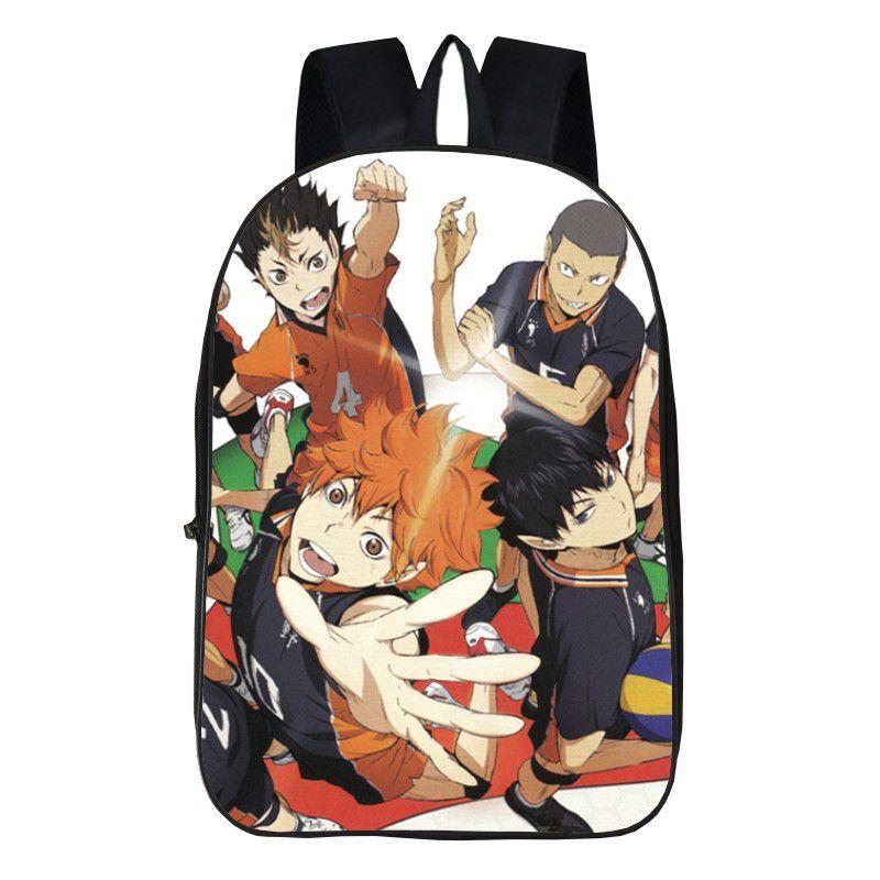 Fashionable Karasuno High School Backpack With Anime Haikyuu Print And Easy-clean Fabric