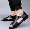 Fashion Genuine Leather Sandals Men Fashion Hollow Out Business Casual Shoes Soft Sole Comfort Beach Leather Flat Designer Men Sandalias