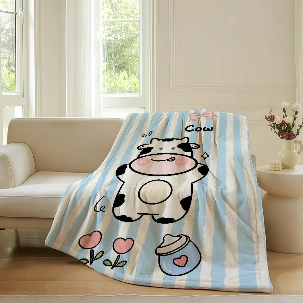 Holstein Spots Cow Texture Blanket Warm Soft Suitable For Bedroom Sofa Bed Living Room Office Travel Camping Gifts