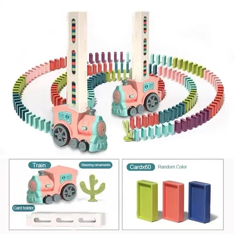 Domino Train for Kids Automatic Electric Laying Car Colorful Dominoes Set Educational Toys Blocks Gift for Boys Girls