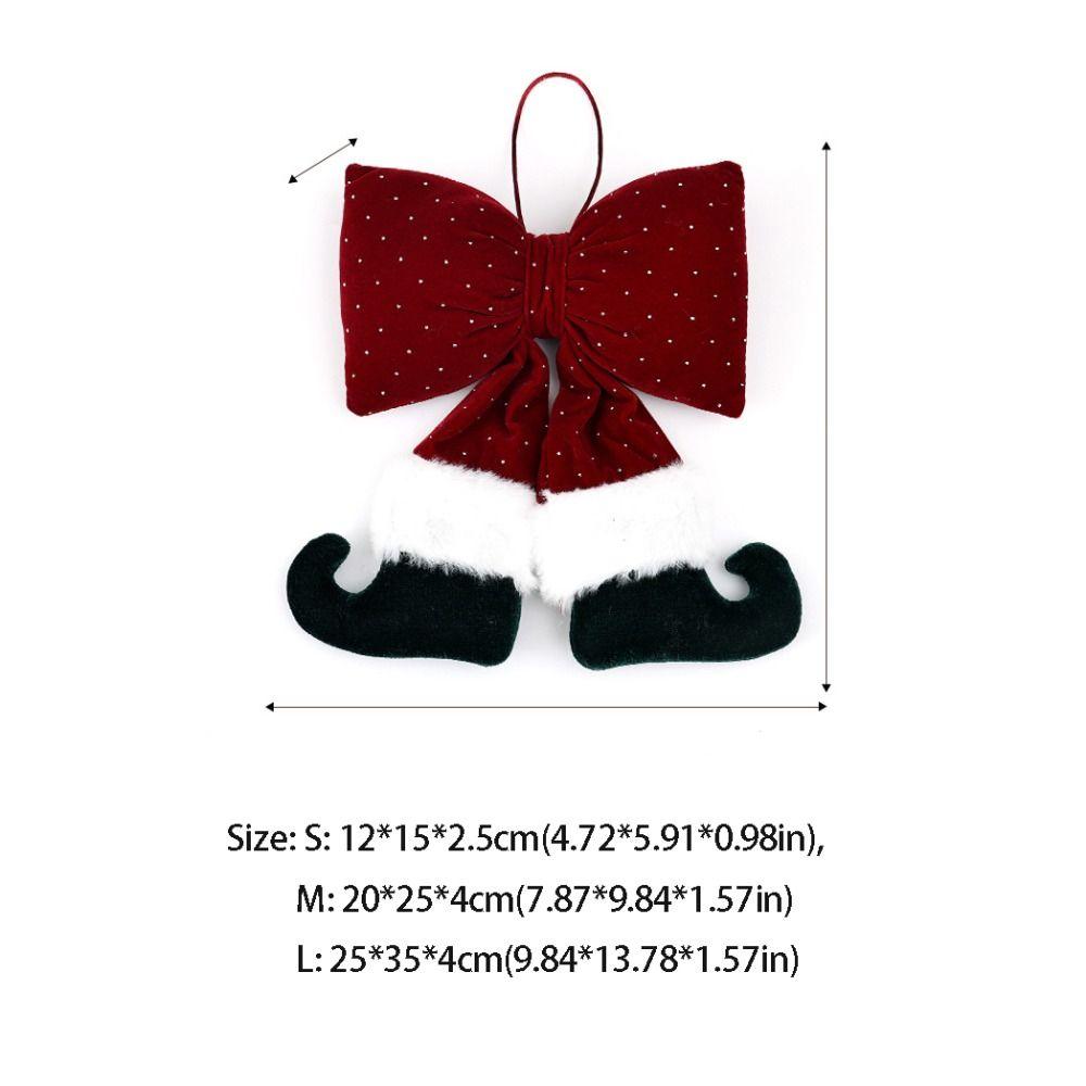 Wine Red Christmas Tree Bowknot Rhinestone Bowknot Hanging Ornament Xmas Decor