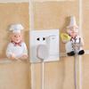 2Pcs Non-Slip Power Plug Holders Cartoon Chef Durable Wall-Mounted Cord Wrappers