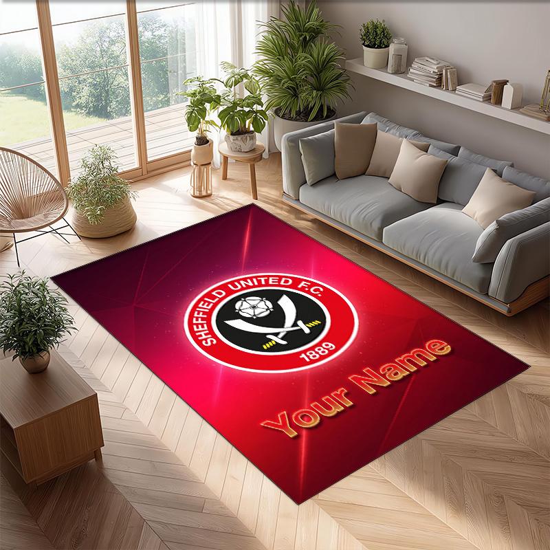 Sheffield United FC Printed Crystal Velvet Rug Non‑Slip Crystal Velvet Carpet For Sofa Bedroom Indoor Home Decoration
