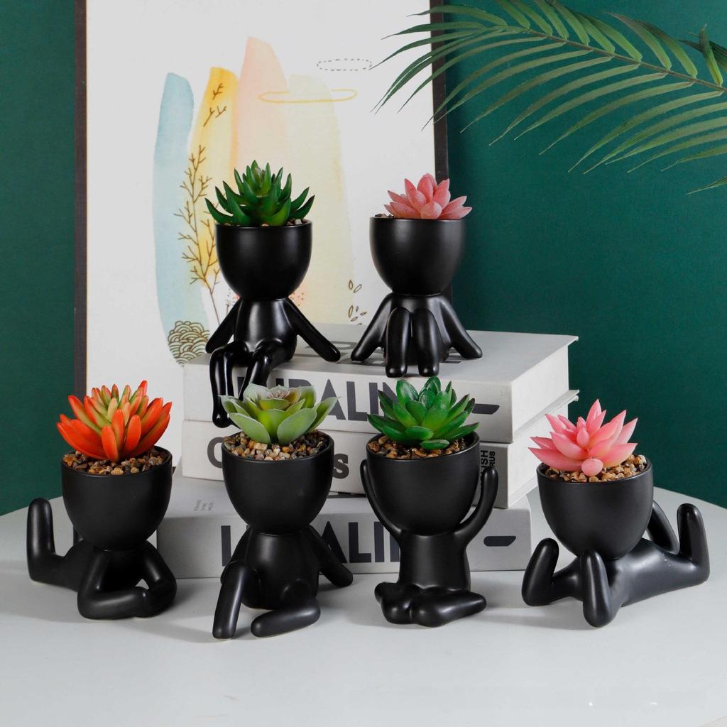Креативная керамическая статуэтка и набор ваз для искусственного растения для домашнего декора