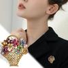Fashion Crystal Flower Basket Brooches Pin For Women Clothing Coat Jewelry Accessories Gifts