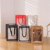 5pcs Black Kraft Paper Gift Bags with Transparent Window Kraft Shopping Bags with Handles for Present Festivals Party for Retail StoresBoutique