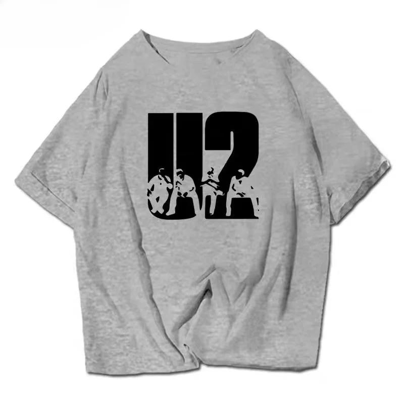 Летняя футболка большого размера с дизайном U2, одежда с принтом, ирландская рок-группа, винтажные футболки, новая унисекс, милая футболка для женщин, мужчин
