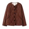 Spring 2025 Stylish Versatile Gourd-Shaped Crew Neck Long Sleeve Women's Cotton Jacket