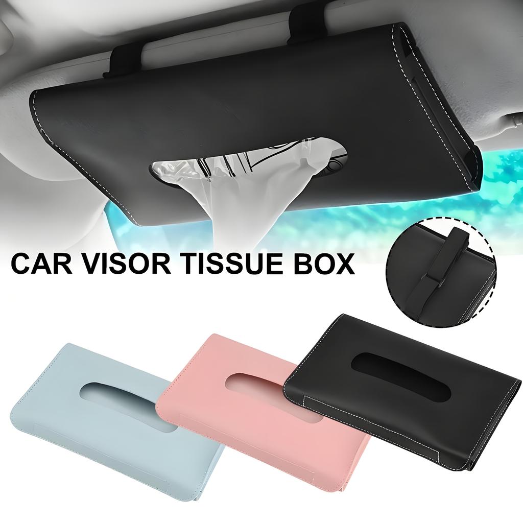 Car Tissue Box PU Leather Car Sun Visor Paper Holder, Creative Armrest Storage Bag, Suitable for Various Vehicle Models