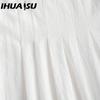 IHUASU Женская мода лето весна однотонный принт О-образный вырез высокая талия повседневные платья