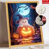 Halloween pearl painting art full pearl handmade diy home decorations pumpkin ghost witch hat moon light luminous ornament