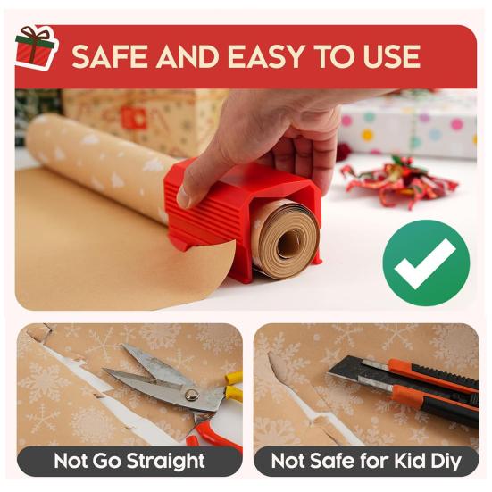 Резак для рождественской упаковочной бумаги, легкий режущий инструмент для подарочной упаковочной бумаги с противоскользящим дизайном