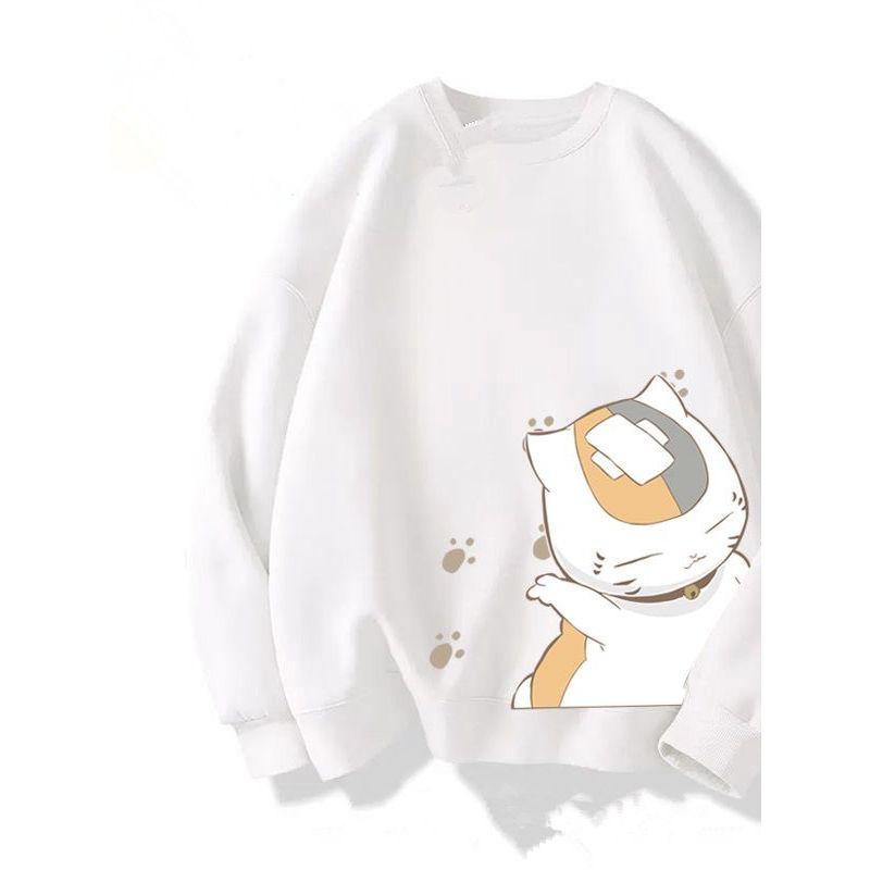 Trendy Brand Collaboration Cat Teacher Summer Friends Account Round Neck Sweatshirt Unisex Ins Autumn and Winter Couple Loose Top