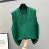 Women's Knitted Vest Spring and Autumn Knitted Women's Sweater Vest V-neck Loose Fit Winter Vest Outerwear