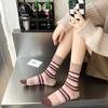Korean Style Vintage Long Socks Multicolor Striped School Girls Skateboard Sports Socks High Quality Cotton Knitting Women Socks