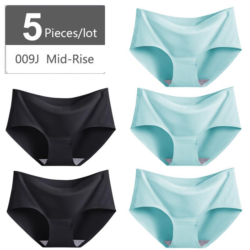 Большой размер M-XXXXL, женские бесшовные трусики из ледяного шелка, эластичные трусы со средней талией, нижнее белье, 5 шт.