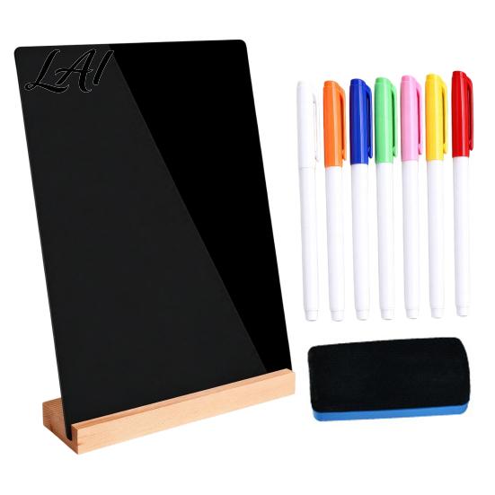 Desktop Menu Signs for Cafe Tabletop Chalkboard with Wooden Stand Erasable Acrylic Portable Blackboard Bakery Food Label Smooth Writing Message
