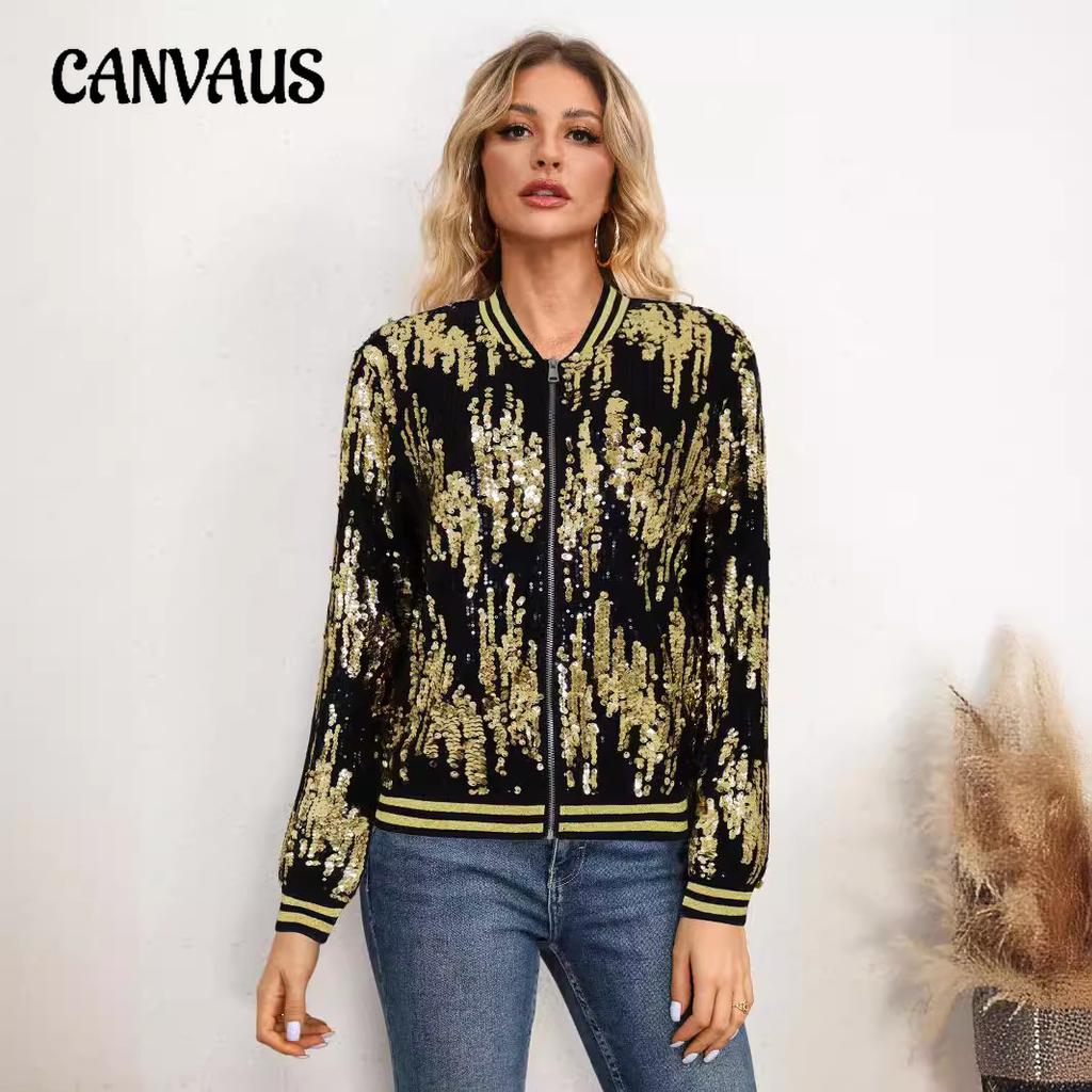 Женская осенняя бейсбольная одежда модная повседневная куртка с пайетками