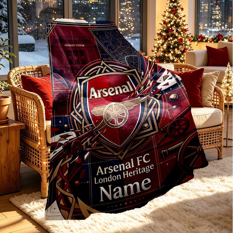 Custom Name Personalized Arsenal Football Club Print Blanket, Home Decor, Bedroom, Sofa, Camping, Couch, Gifts for Birthday Christmas