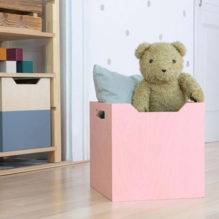 Wooden Storage Box Model 4 - Handles - Pink - 33 X 33 X 37 Cm