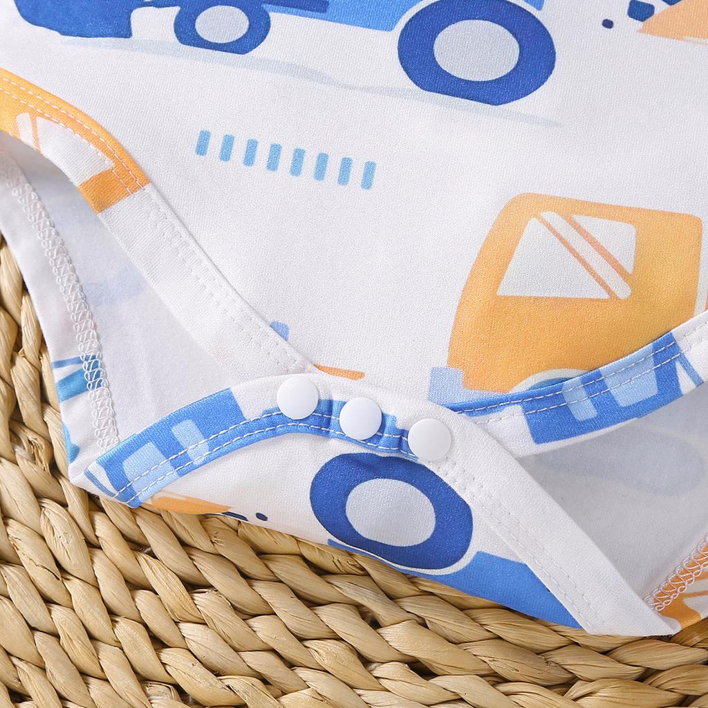 Боди для младенцев и мальчиков с принтом грузовика, повседневный комбинезон с короткими рукавами