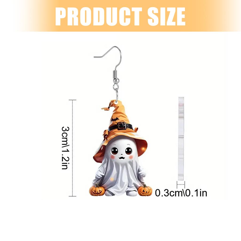 Halloween Acrylic Ghost Pumpkin Earrings Cute Party Accessories Lightweight Durable Costume Jewelry for Women