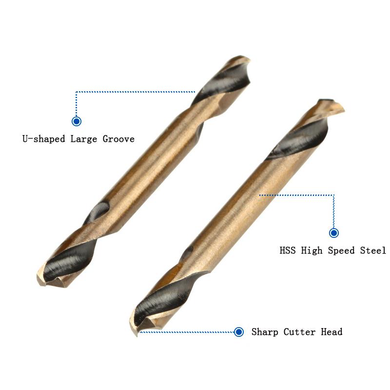 6pcs/Set HSS Double-headed Twist Auger Drill Bit 1-6mm Double Drill Bit For Metal Stainless Steel Iron Wood Drilling Power Tool