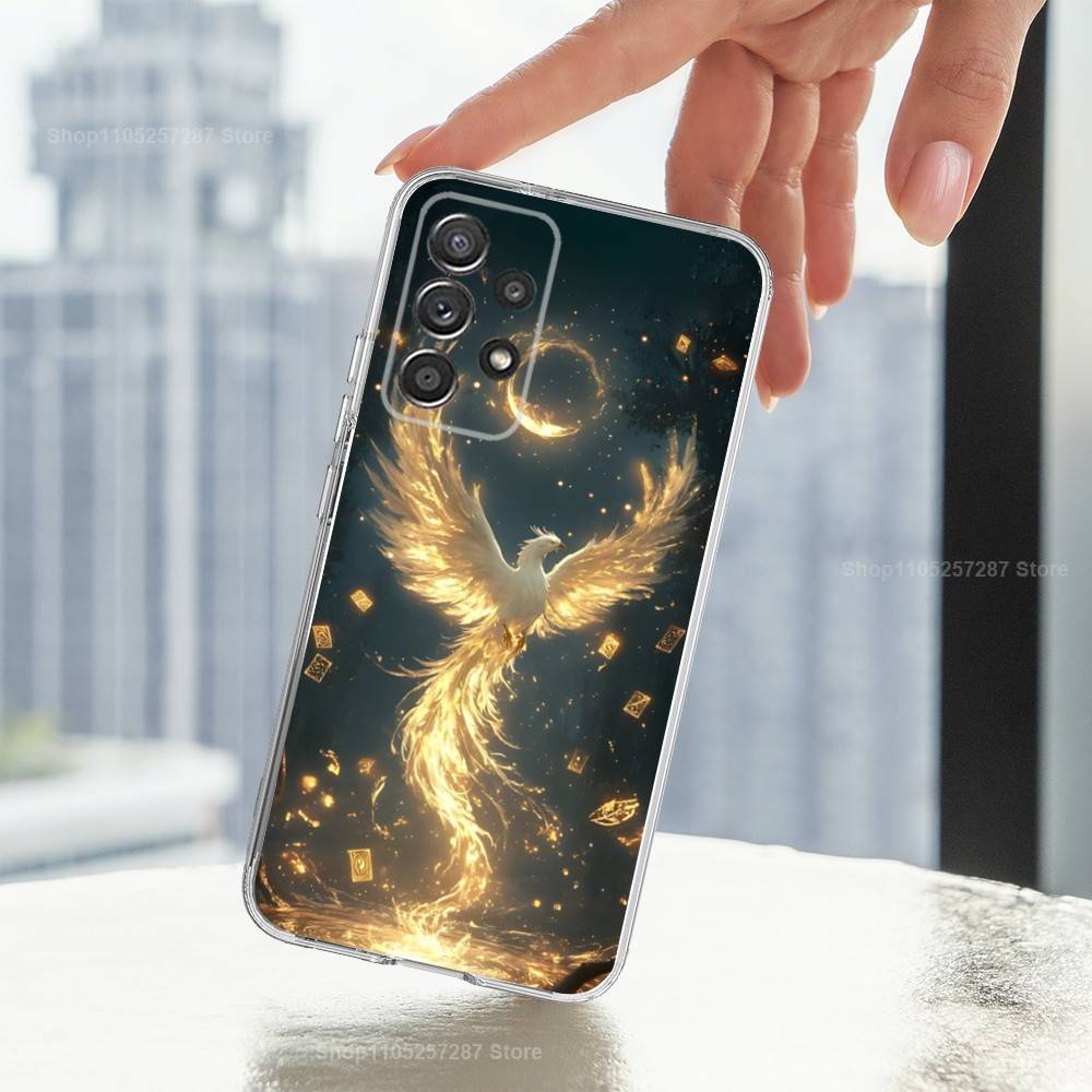 Myth Art Red Blue Phoenix For Samsung A51,30,71,S9,Ultra,Lite,S23,20,FE,22,21,PIus,10,Transparent, Silicone Case