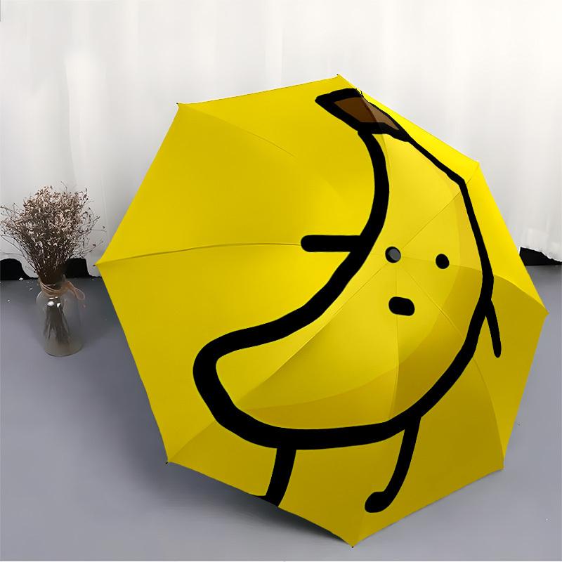 1pc Banana Character Automatic Open/Close Folding Umbrella - Compact 8-Rib Design, Daily Use, Perfect Gift for Friends & Family yy260327056