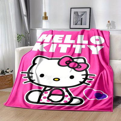 1шт. Милое мультяшное розовое одеяло Hello Kitty - Идеально для дома, офиса, использования на улице, идея для подарка, подходит для всех сезоновz041723